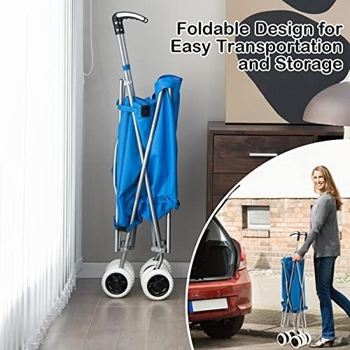 Large 90L Folding Shopping Trolley 8 Wheel Push Cart Waterproof Bag