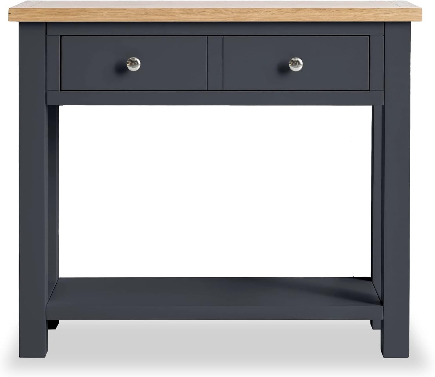 Wide Painted Oak Console Table with 2 Drawers & Lower Shelf, Hallway