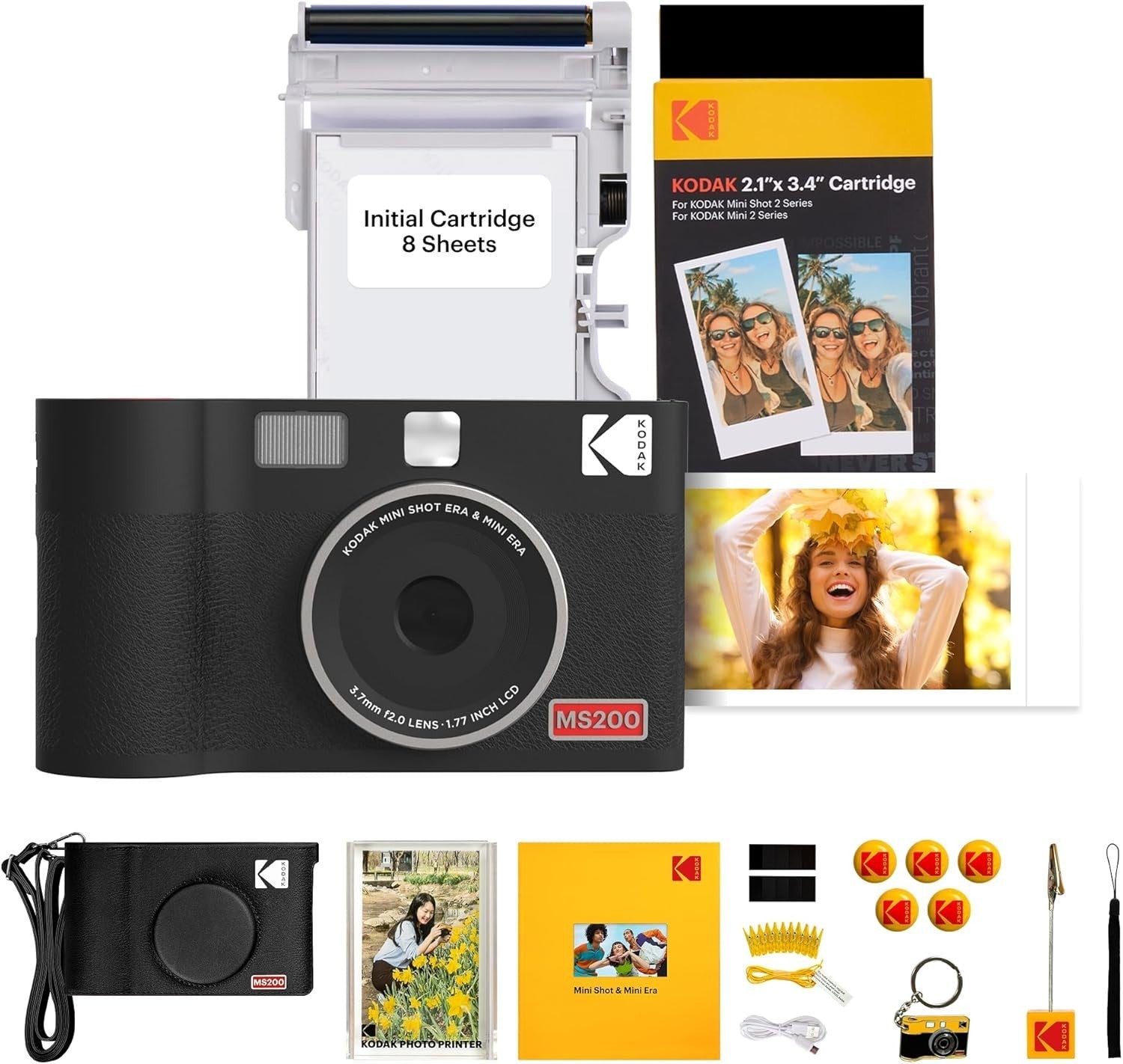 2-in-1 Instant Camera Photo Printer Bundle 38 Sheets Bluetooth Kit