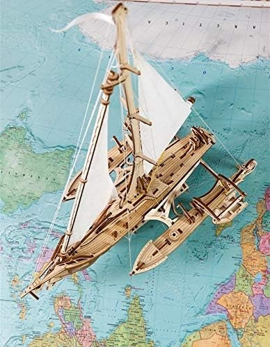 3D Wooden Sailboat Puzzle Kit Adults DIY Yacht Model w/ Working Rigging