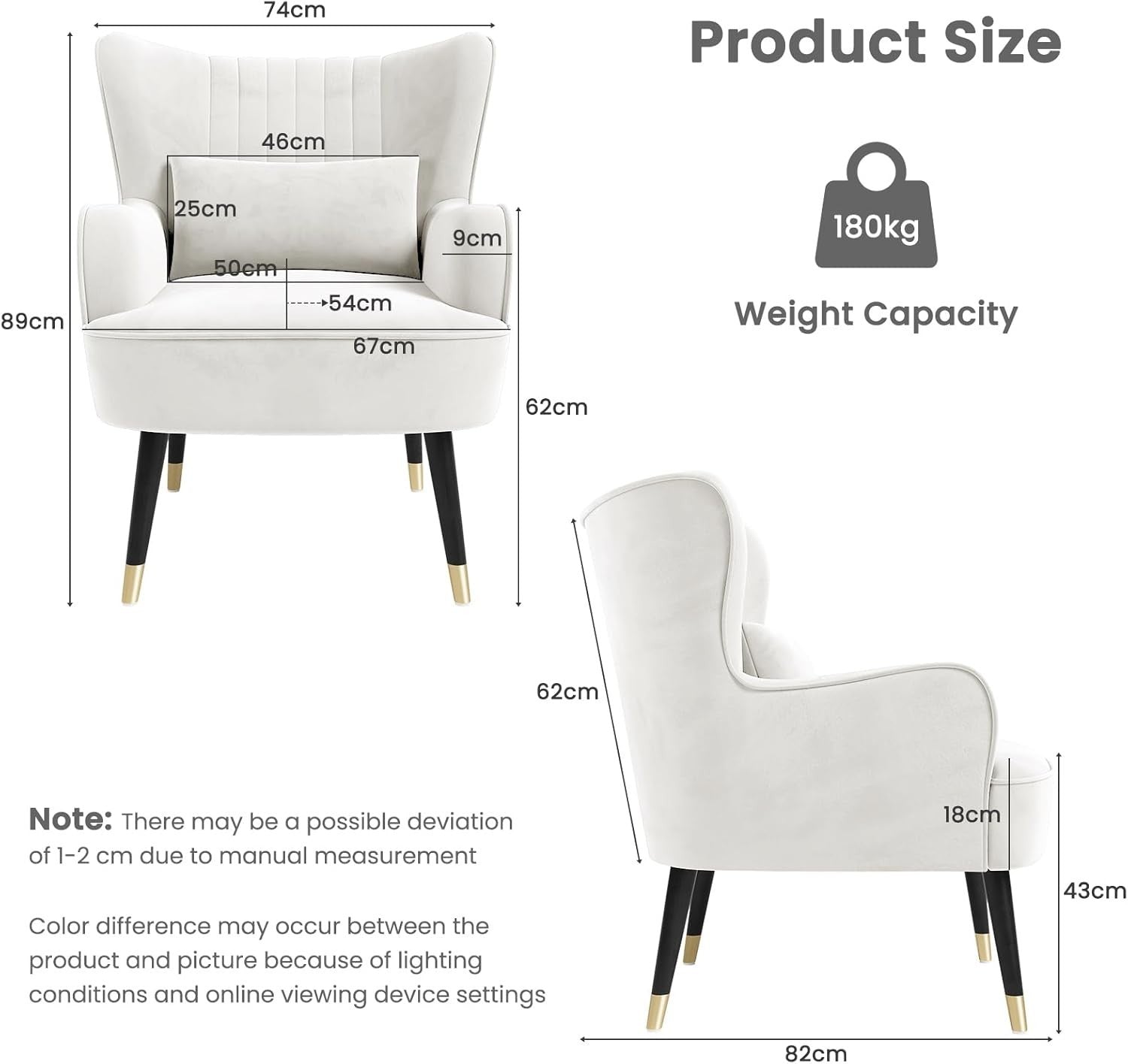 Luxury Velvet Accent Chair with Lumbar Pillow | Modern Wingback Lounge Seat