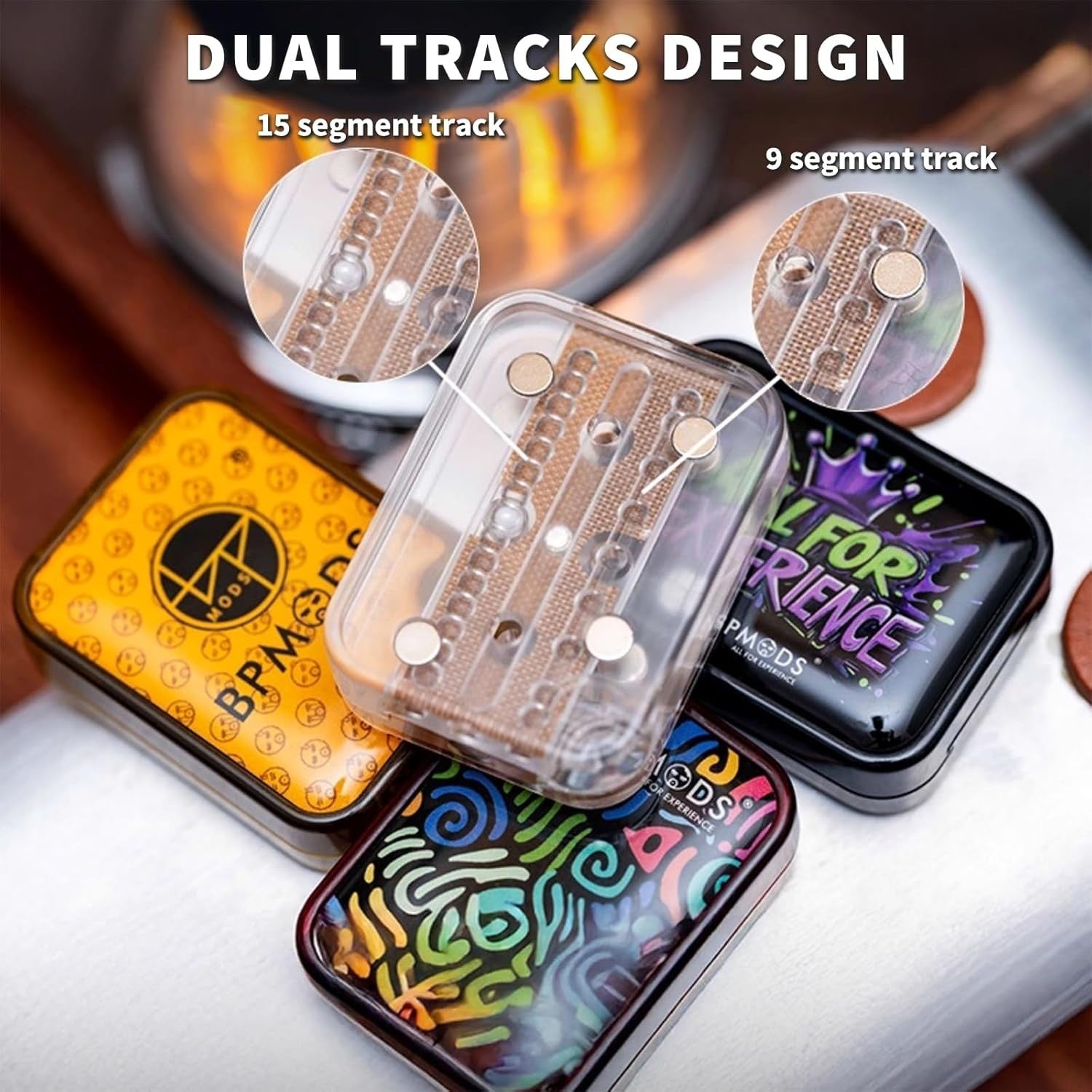 Black Mechanical Fidget Slider Replaceable Panels Click Stress EDC