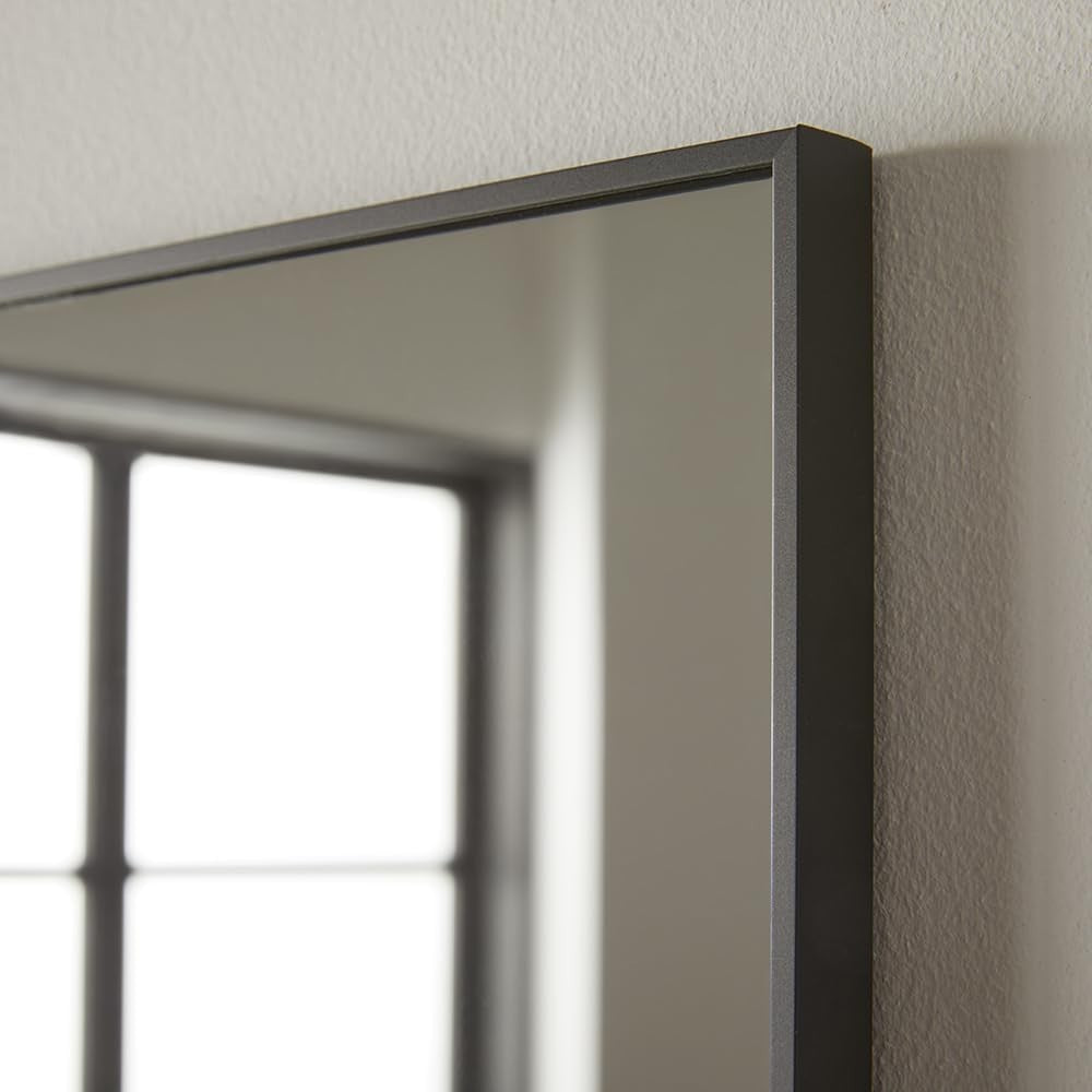 Modern Rectangular Wall Mirror 90x60cm Black Frame, Sleek & Durable
