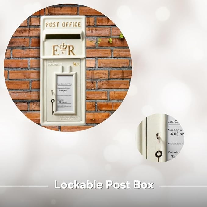 Lockable Cast Iron Wall Post Box | Secure Mailbox | Vintage Royal Mail Style