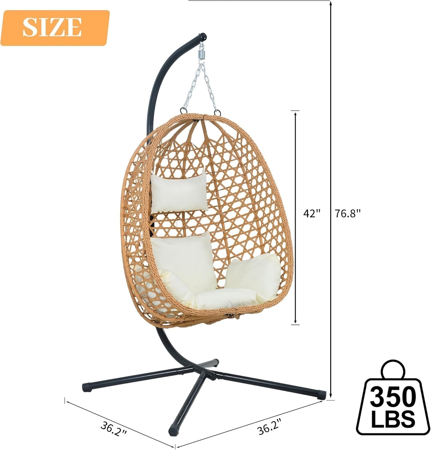 Rattan Hanging Egg Chair with Stand | Outdoor Swing Seat for Patio & Garden