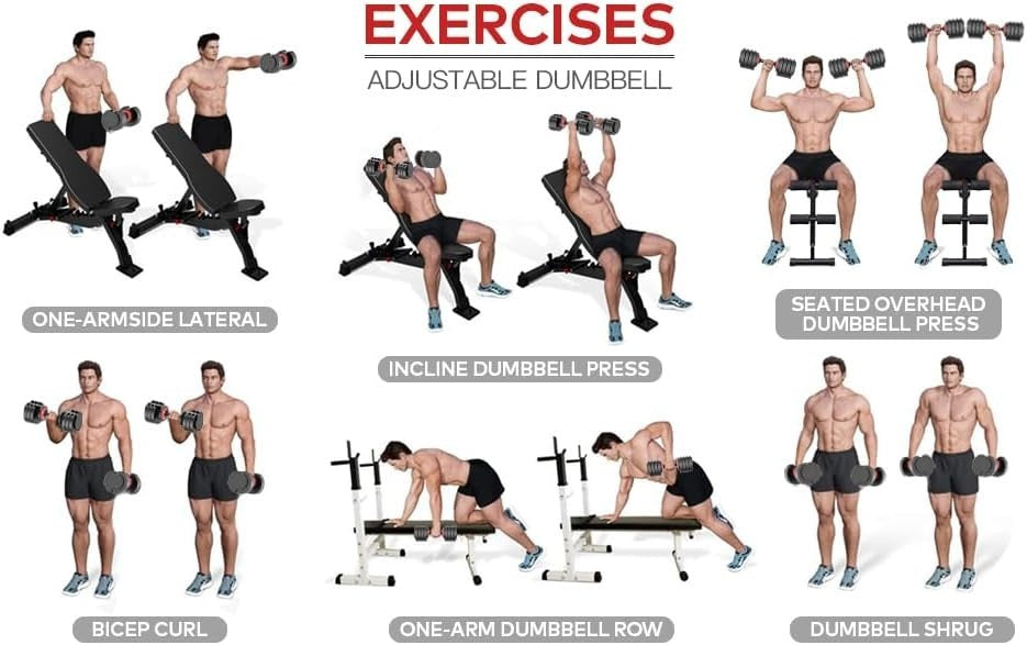 Auto Dial Adjustable Dumbbells Pair 5–40kg With Base & Hand Grippers