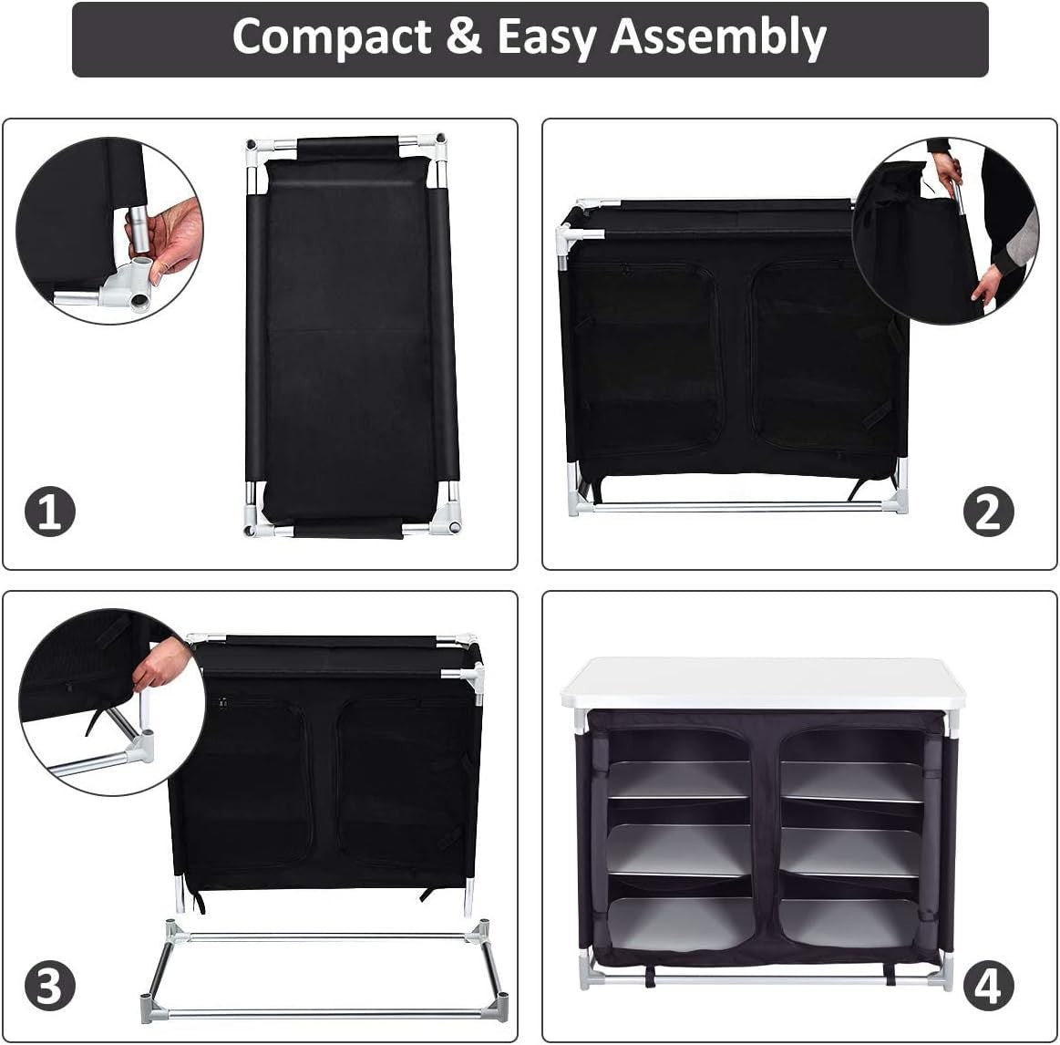 Portable Camping Kitchen Cupboard with 6 Shelves, Foldable Outdoor Storage