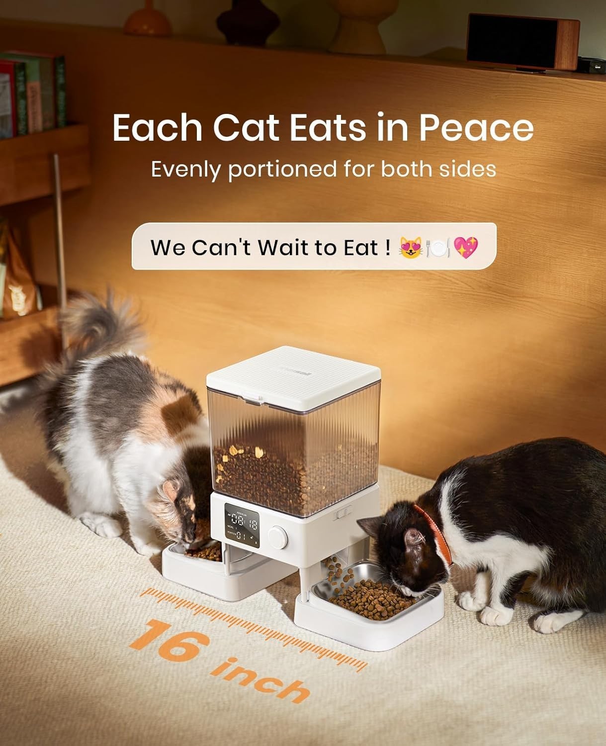 Dual Cat Feeder 5L Timed Food Dispenser Portion Control 2 Bowl