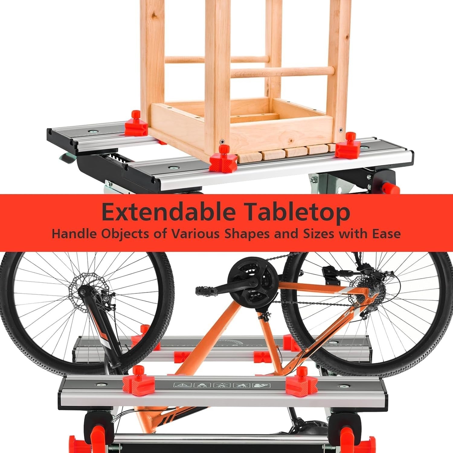 Folding Workbench 7-Level Adjustable Tilt Table Sawhorse Clamps Heavy Duty