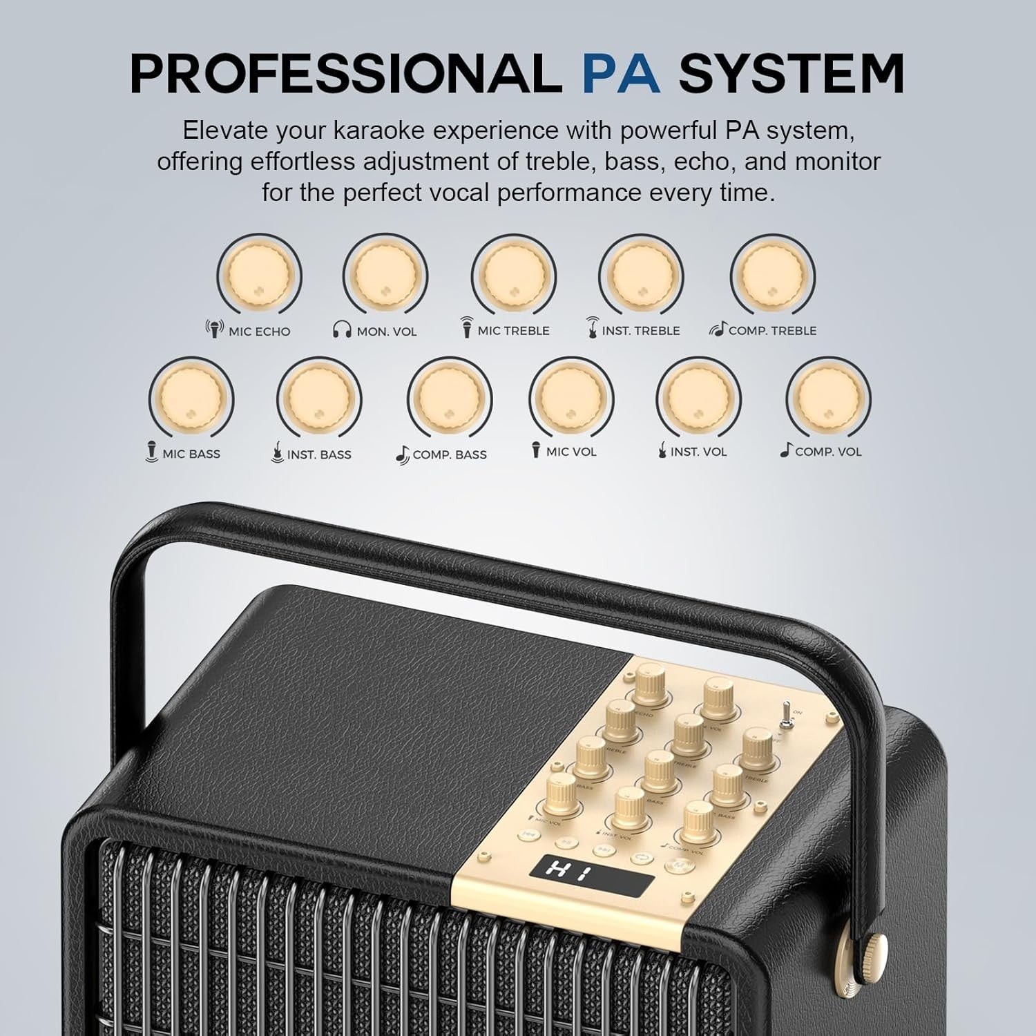 320W Peak Karaoke Machine 2 Wireless Mics Bluetooth PA Speaker