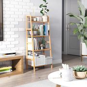 Bamboo 4-Tier Ladder Shelf Bookcase Display Rack for Plants, Towels, Books