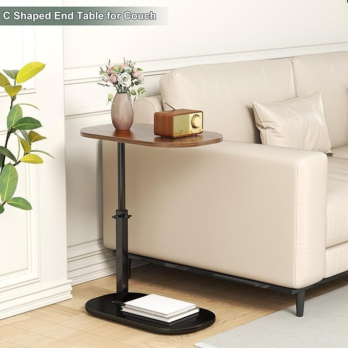 C Shaped Side Table Adjustable Height Swivel Laptop Sofa Bed Narrow Table