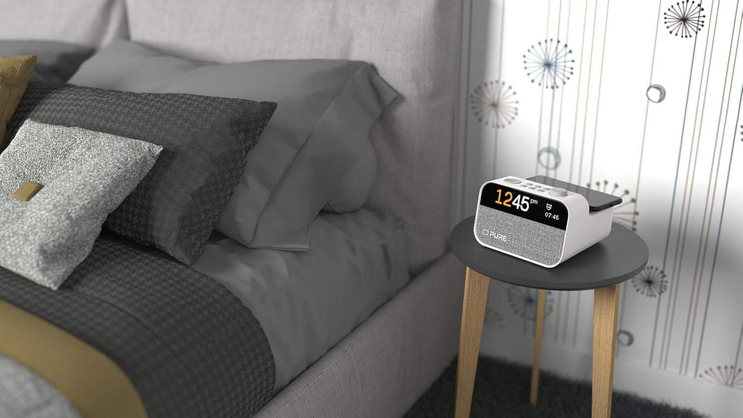 Wireless Charging Alarm Clock DAB FM Radio White Noise Wake Up Light