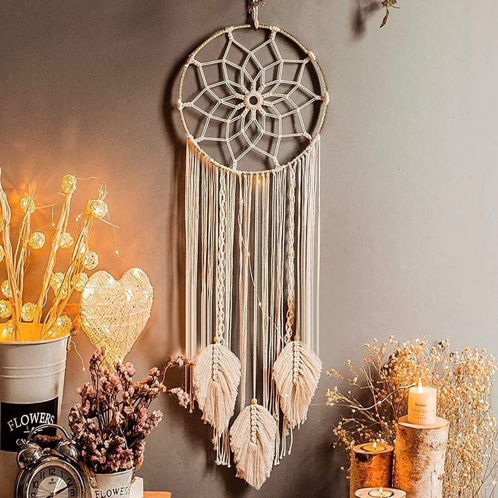 Boho Macrame Dream Catcher 30"x10" Handmade Wall Hanging Decor