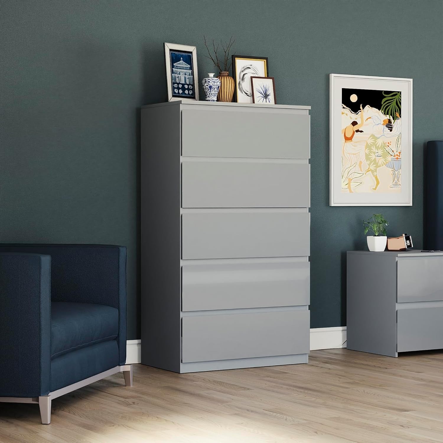 Modern 5-Drawer Chest Storage Cabinet for Bedroom, Hallway & Nursery