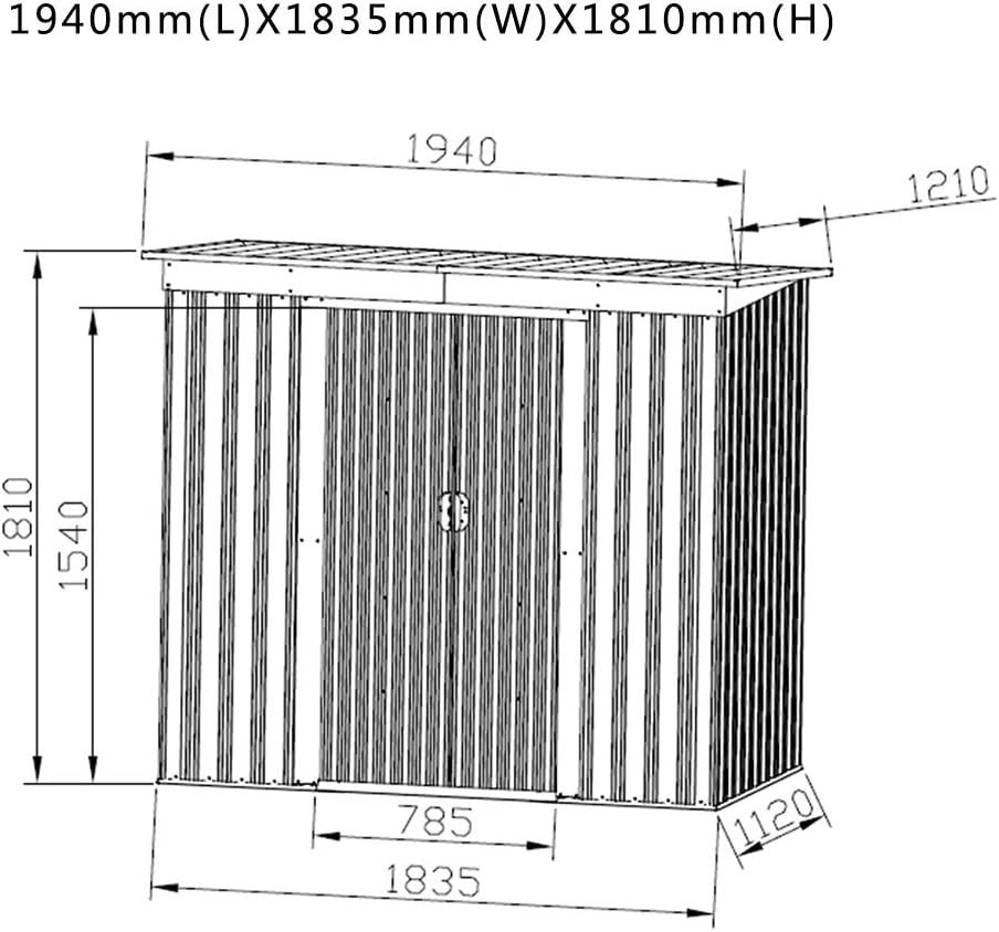 6x4 ft Metal Garden Shed Outdoor Storage Lockable Heavy Duty Tool Shed