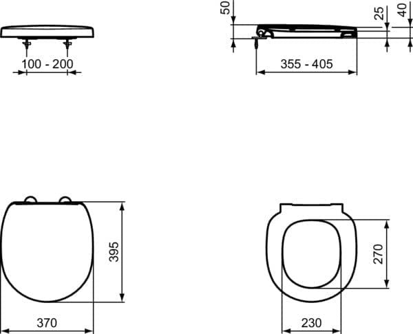 Connect Space Toilet Seat Cover White Rounded Normal Close Ideal Standard