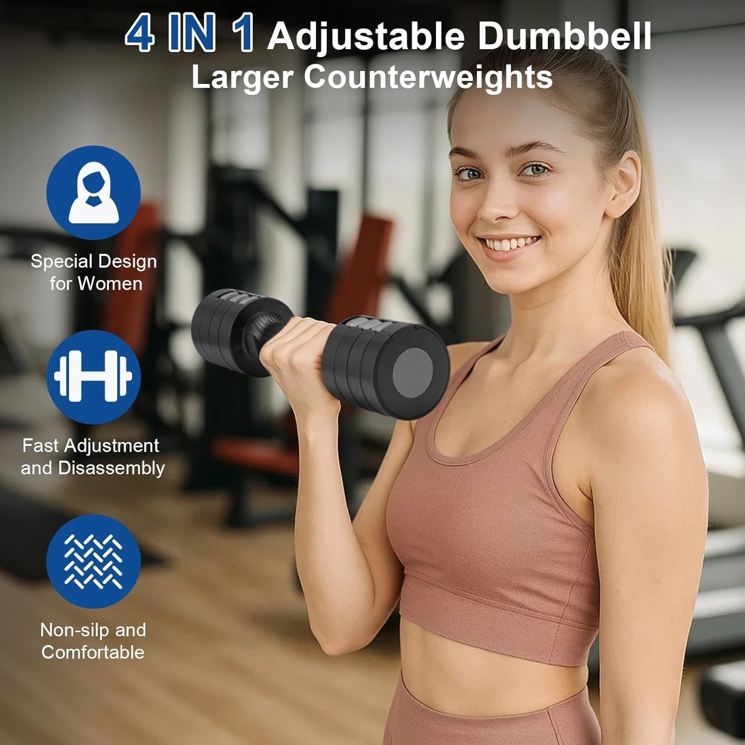 Adjustable Dumbbell Set 4-in-1 Hand Weights 1–2.5kg Home Gym Black