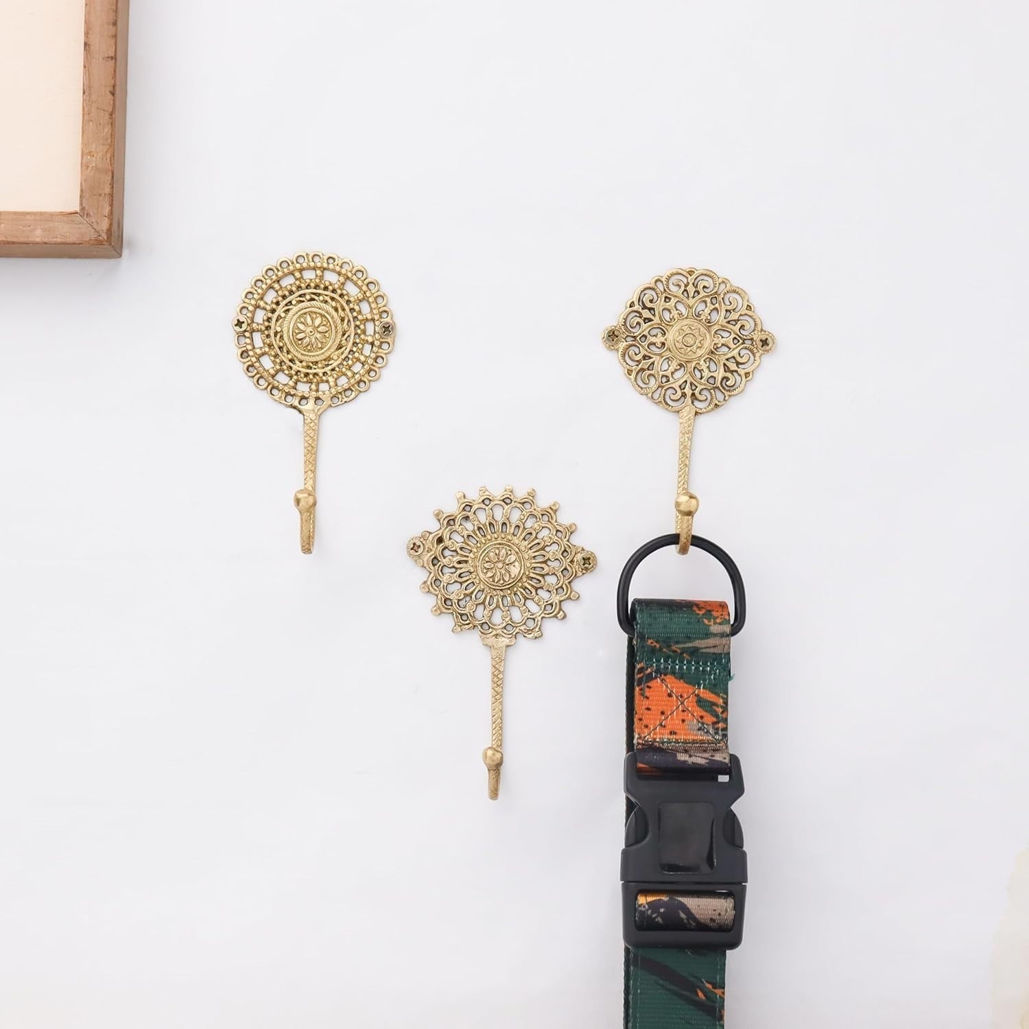 3pcs Boho Gold Brass Wall Hooks Vintage Coat Rack
