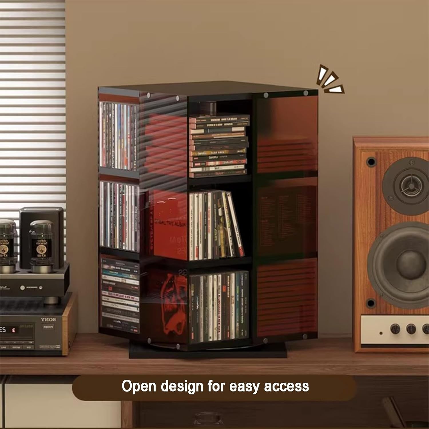 3 Tier Rotating CD Storage Rack Media Tower Holds 120 CDs DVD Display