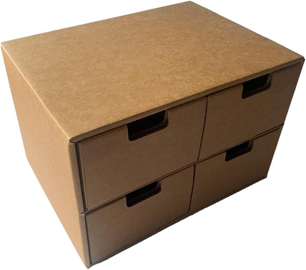 Kraft Desktop Organiser Drawers DIY Storage Boxes 4-Drawer Set