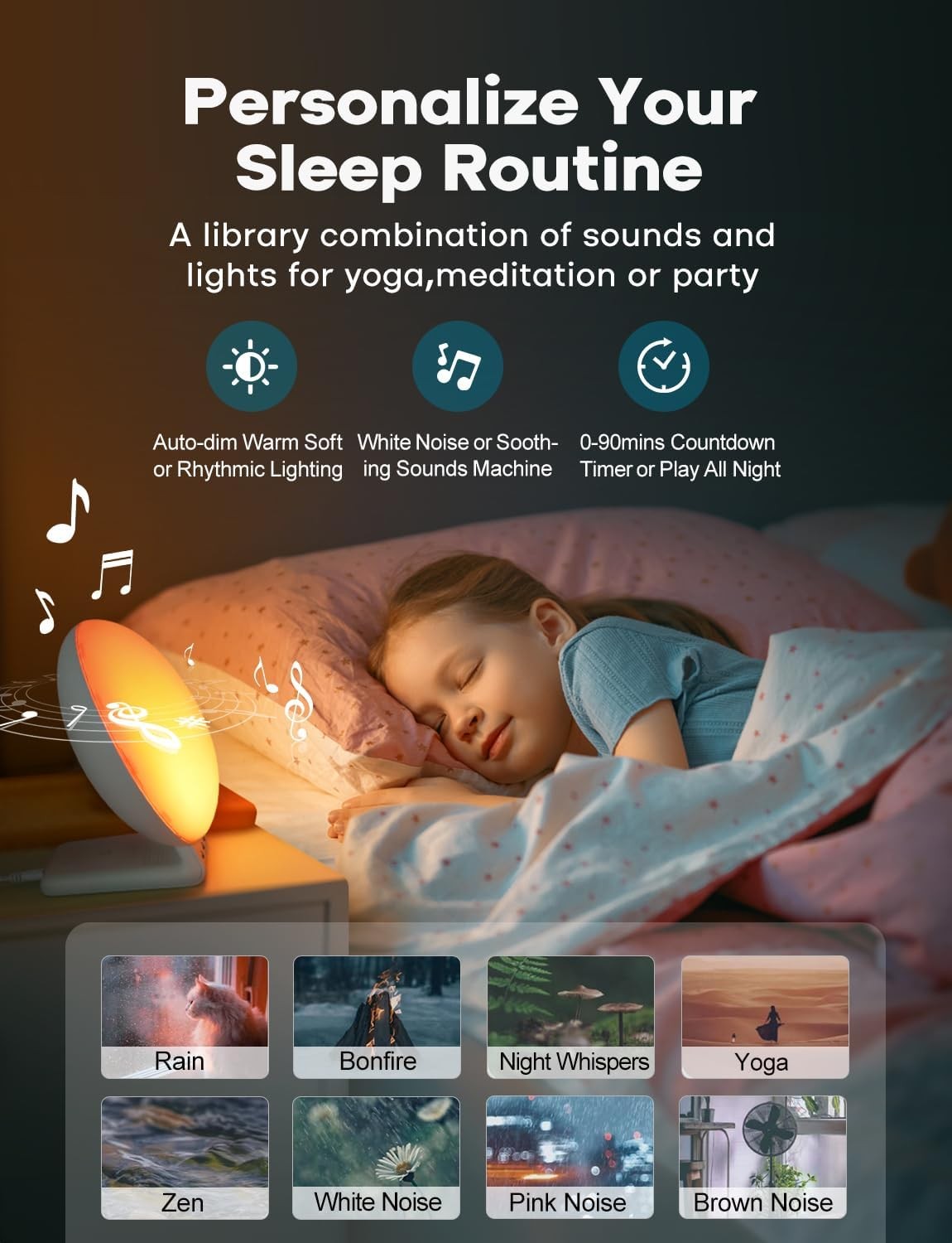 Sunrise Wake Up Light Alarm Clock App Control Wireless Charging Multicolor