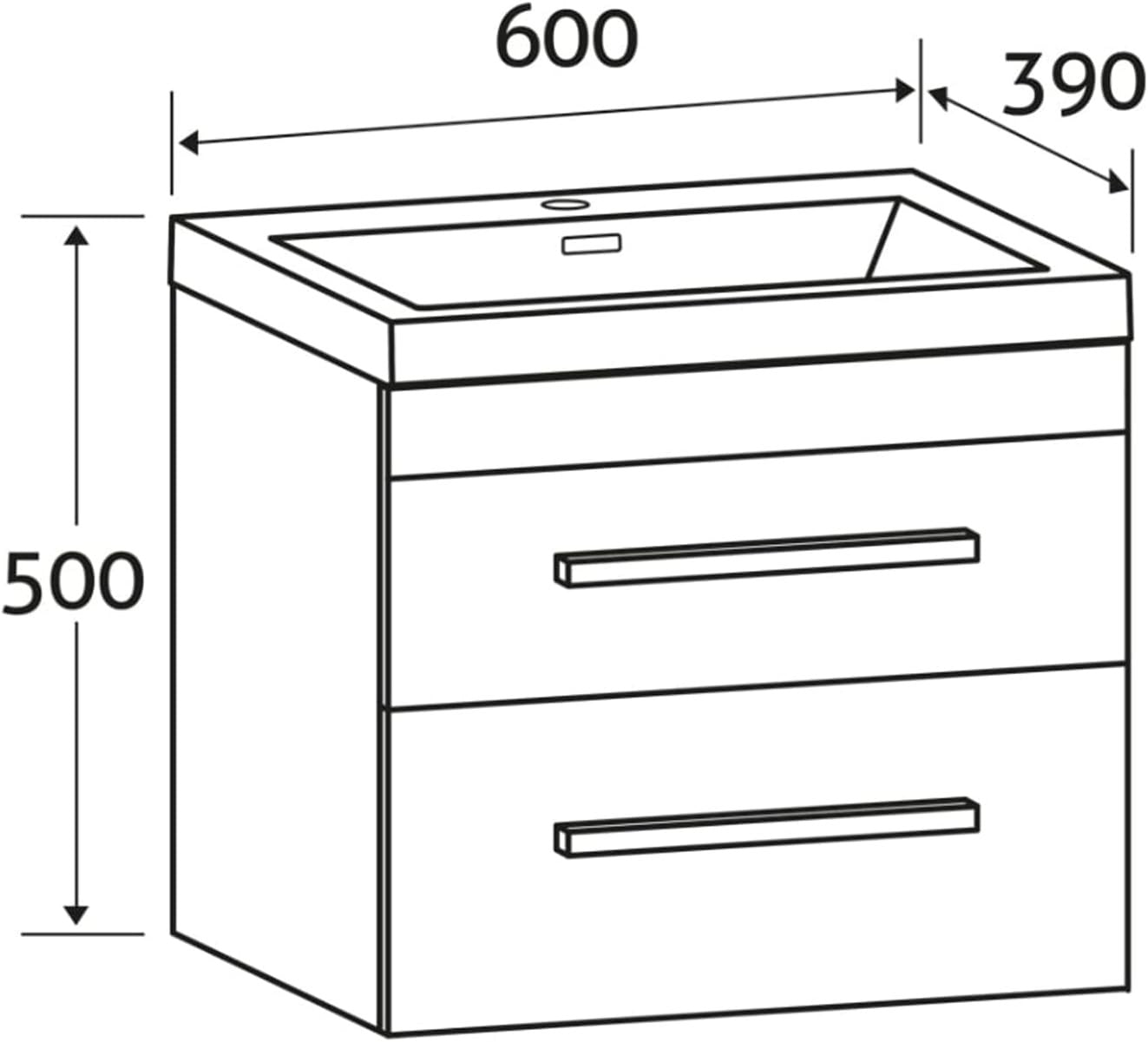 600mm Wall Hung White Bathroom Vanity Unit with Basin Gloss Storage Cabinet
