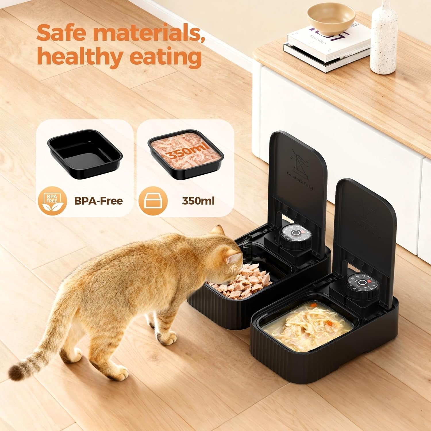 Automatic Cat Feeder Wet Dry Food 2 Meal Timer Ice Pack Pet Feeder