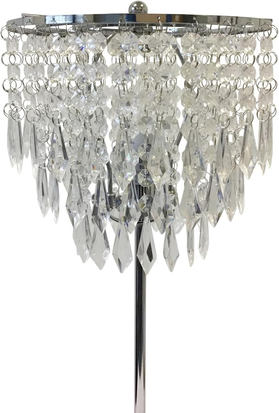 Set of 2 Crystal Table Lamps with Polished Chrome Base & Acrylic Shades