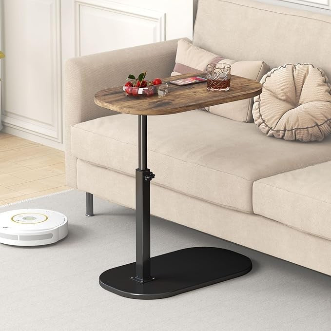 C Shaped Side Table Adjustable Height Swivel Laptop Sofa Bed Tray