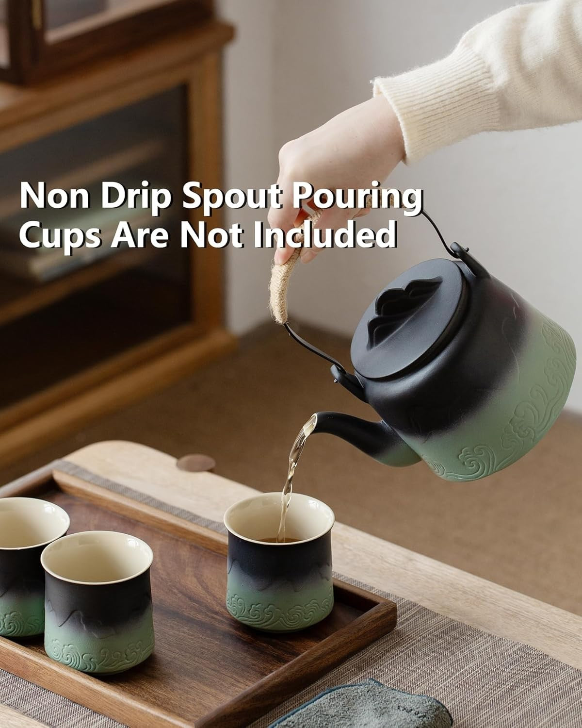 Japanese Ceramic Teapot 1000ml Loose Leaf Tea Pot Infuser Green Black