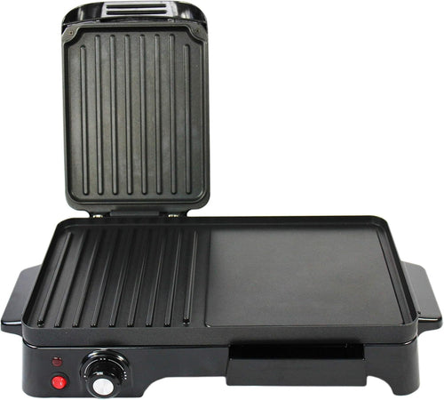 2-in-1 Electric Grill & Griddle Non-Stick Adjustable Temp Cooking 2200W