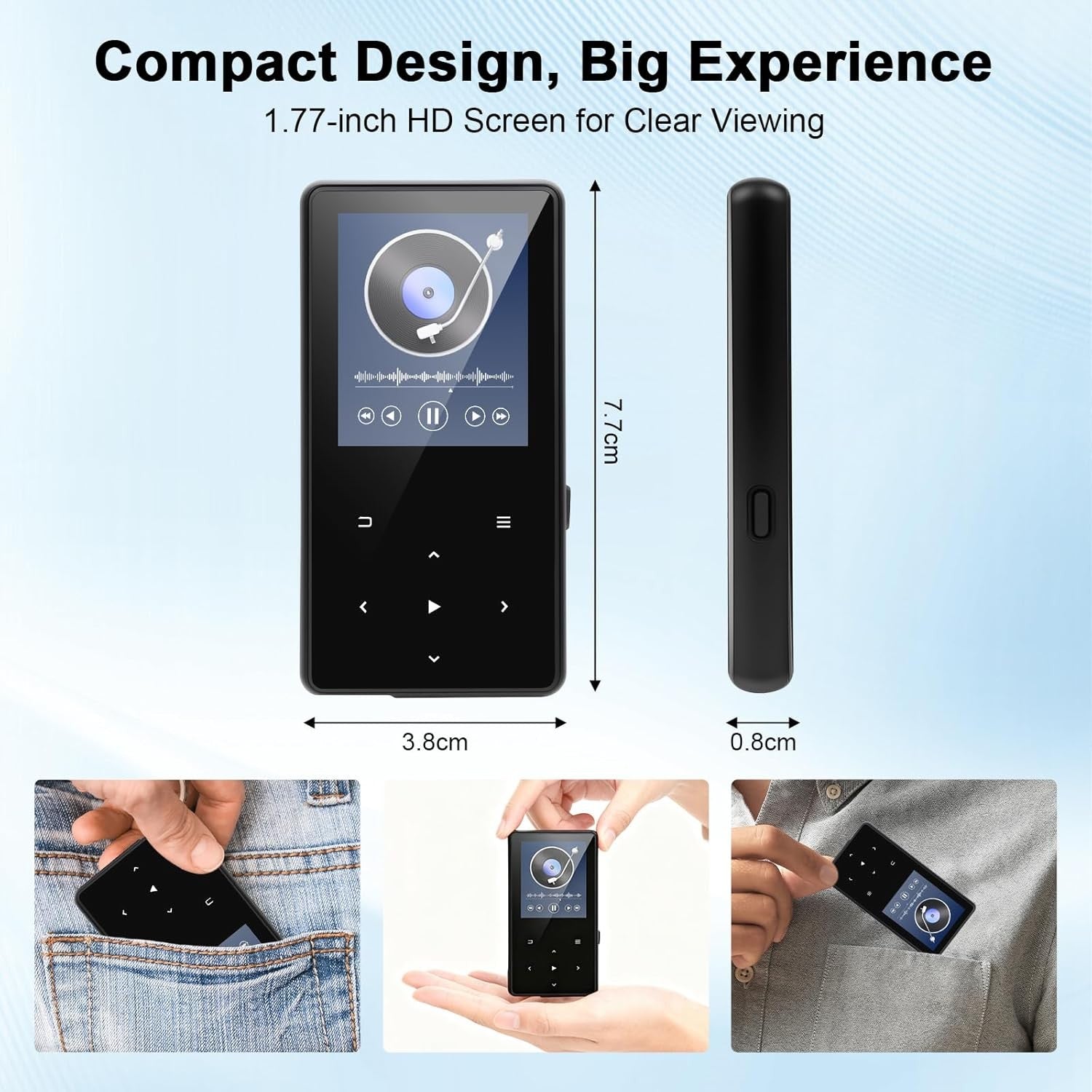 64GB MP3 Player Bluetooth 5.3 HiFi FM Radio 128GB Black