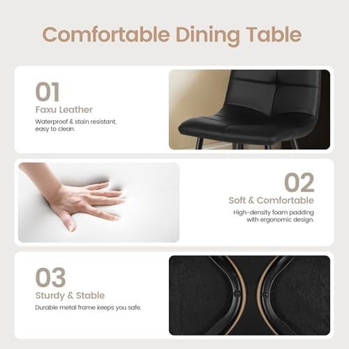 Folding Round Dining Table with 4 Fabric Chairs Space-Saving Set for Kitchen
