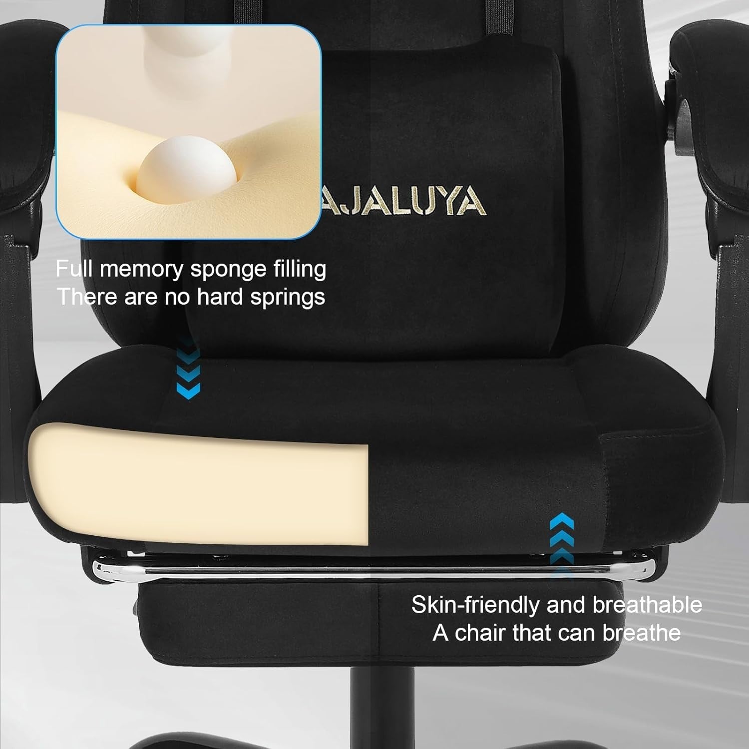Oversized Gaming Chair Suede Fabric Ergonomic Recliner Massage Lumbar Footrest