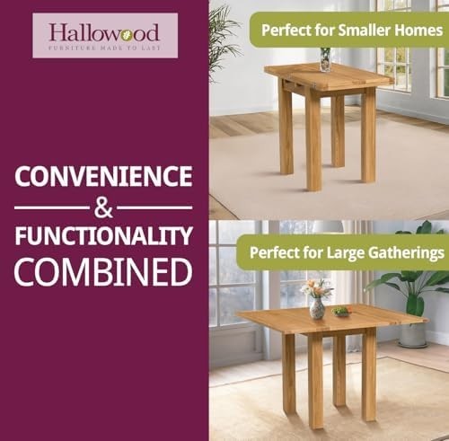Folding Oak Dining Table 110cm Extendable Rectangular Kitchen Table