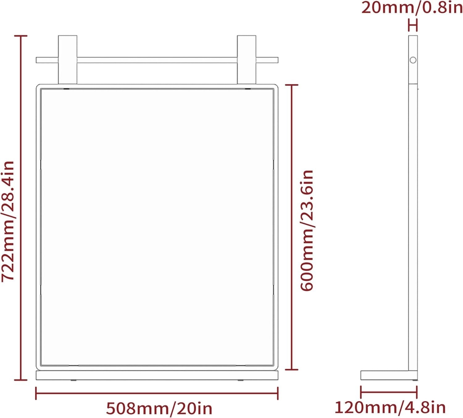 Modern Black Wall Mirror w/ Shelf 72x50cm – Bathroom Vanity, Entryway