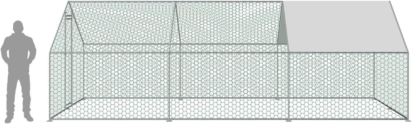 6x3m Walk In Chicken Run Galvanised Metal Coop Pen