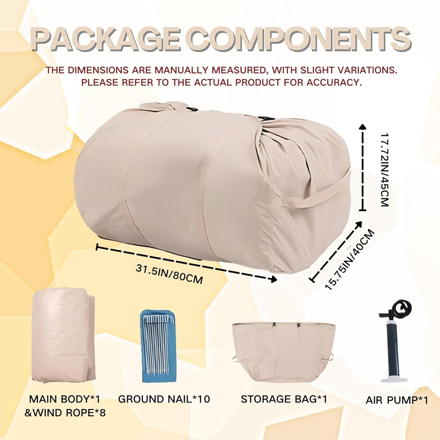 Beige Inflatable Family Camping Tent 2-4-6 Person – Quick Setup