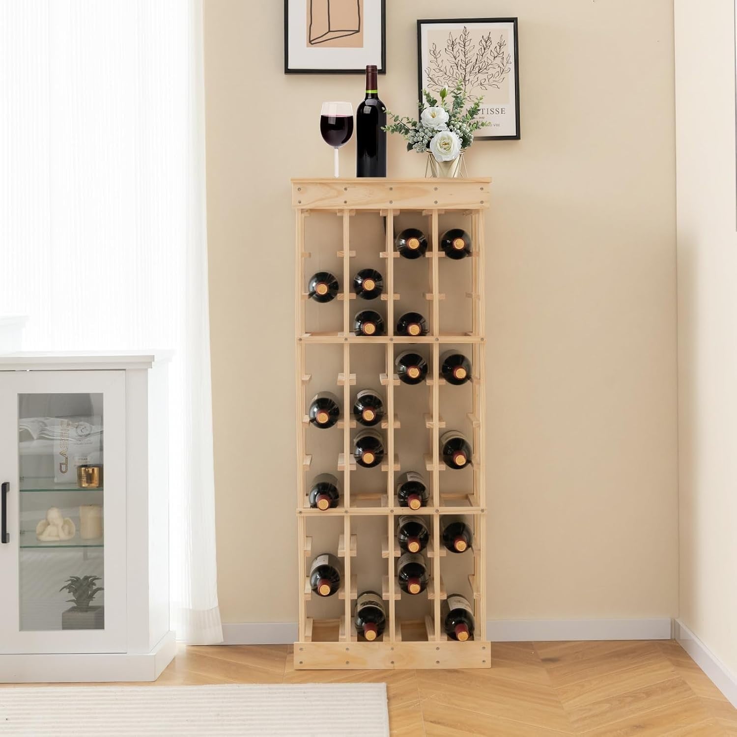 40 Bottle Wood Wine Rack 10-Tier Freestanding Storage Shelf for Home Bar