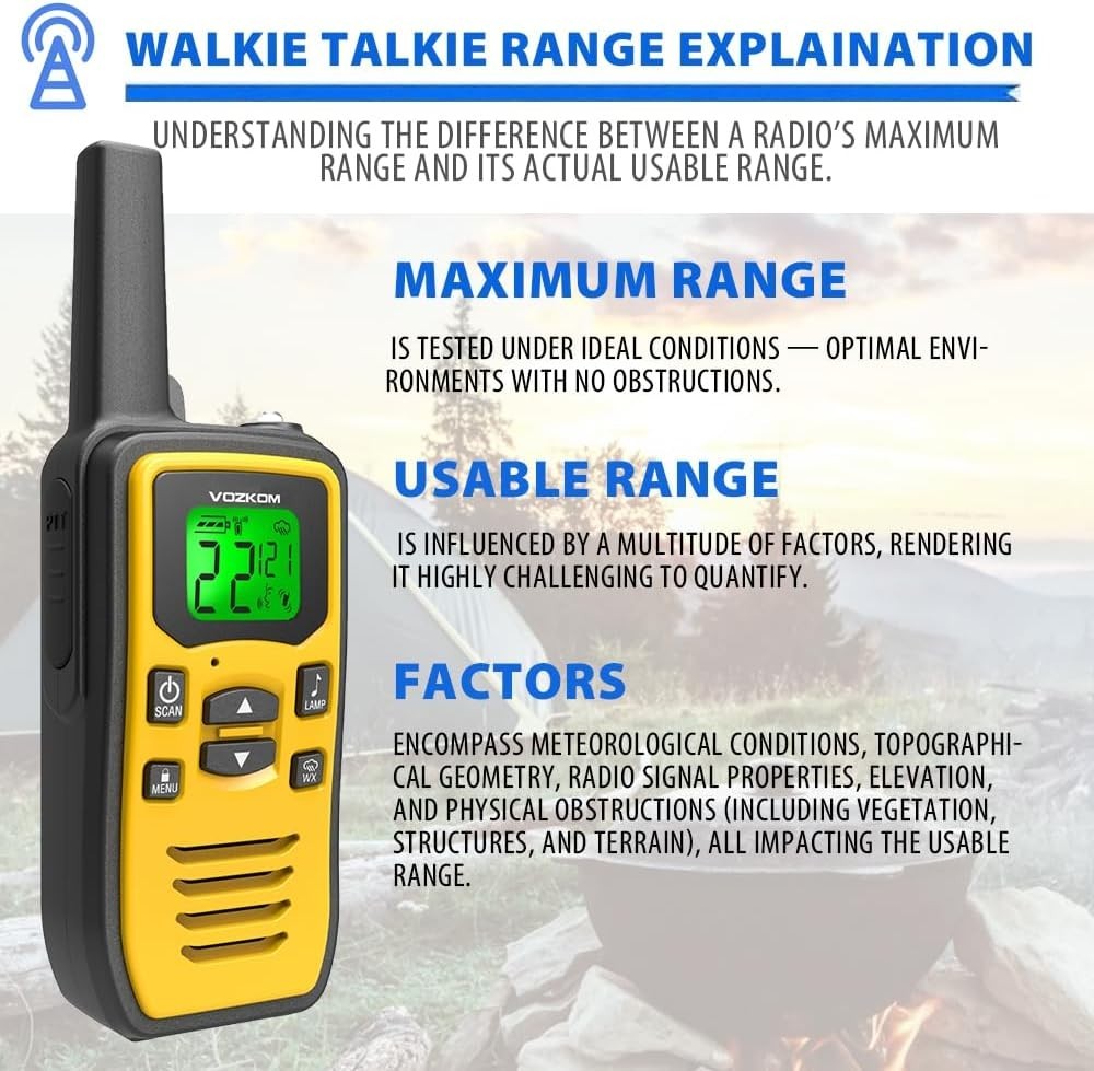 Long Range Walkie Talkies 36 Channel VOX Rechargeable FM Radio 2 Pack