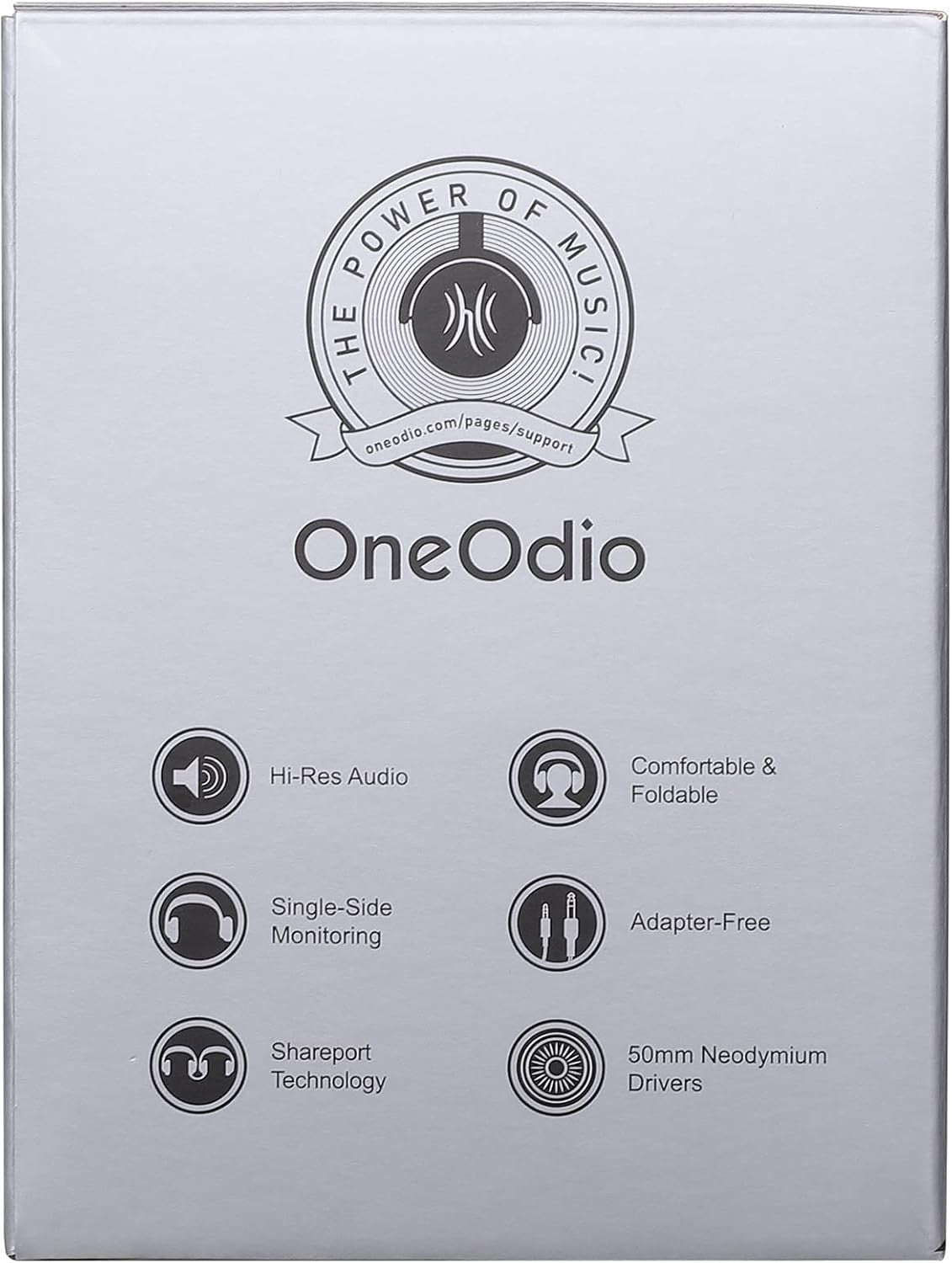 Studio Over Ear Headphones Hi-Fi 50mm Drivers Wired DJ Monitoring Grey
