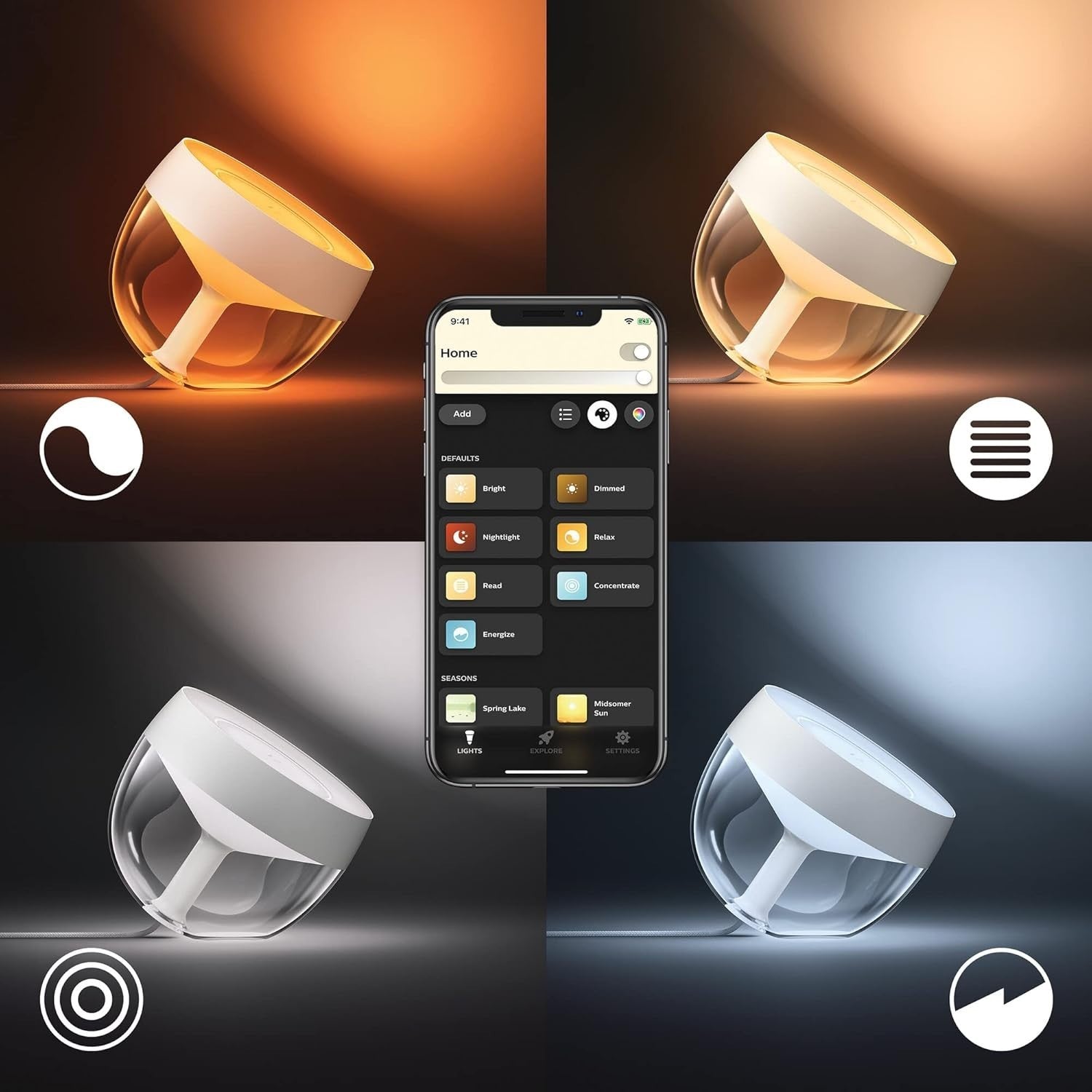 Smart Color Ambiance Table Lamp with Alexa & Bluetooth, Gold Finish