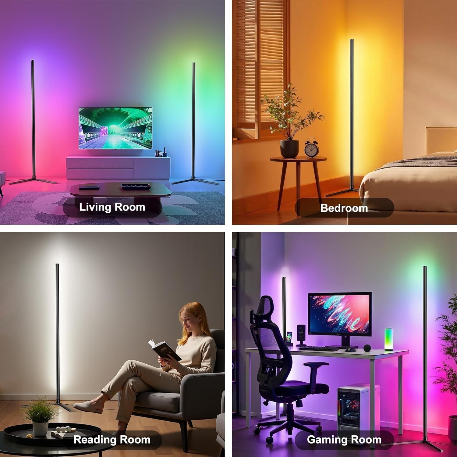 Smart RGB Corner Floor Lamp App Remote Music Sync LED Standing Light
