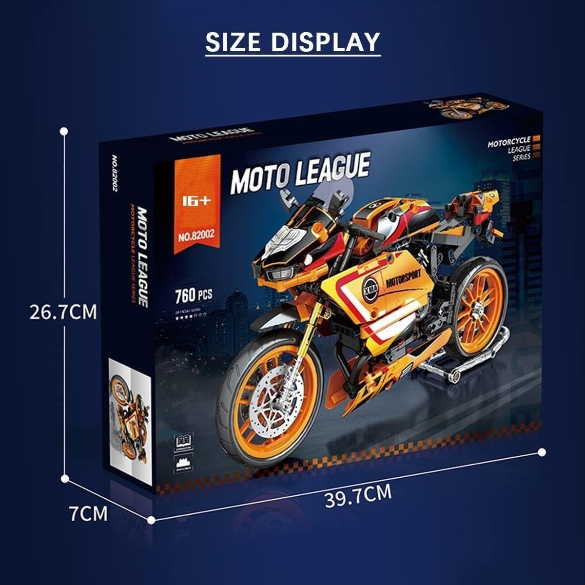 760PC Motorcycle Building Kit - Realistic DIY Model, Non-Toxic, Orange