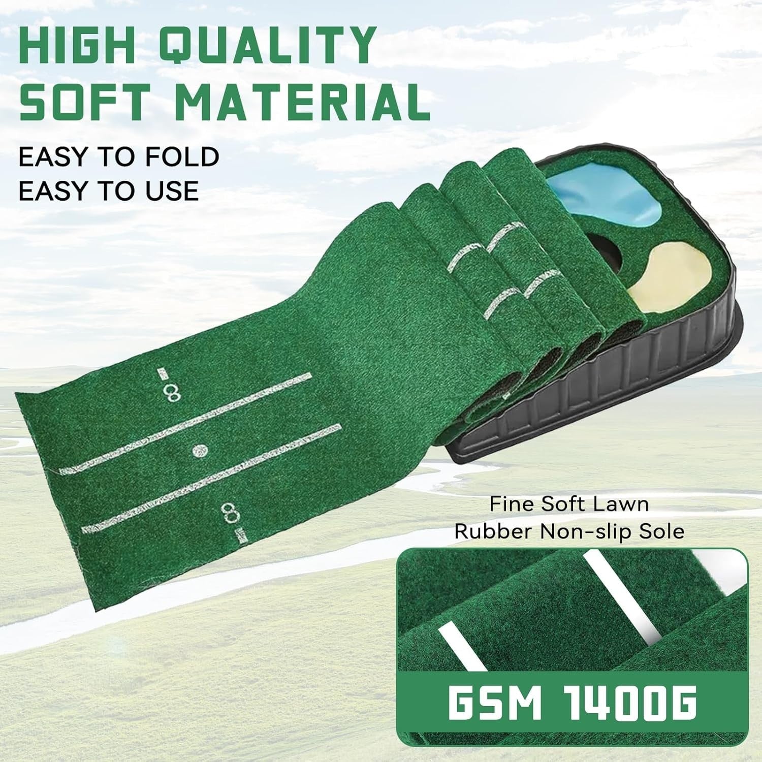 Golf Putting Mat Indoor Training Green Ball Return Non-Slip Practice Mat