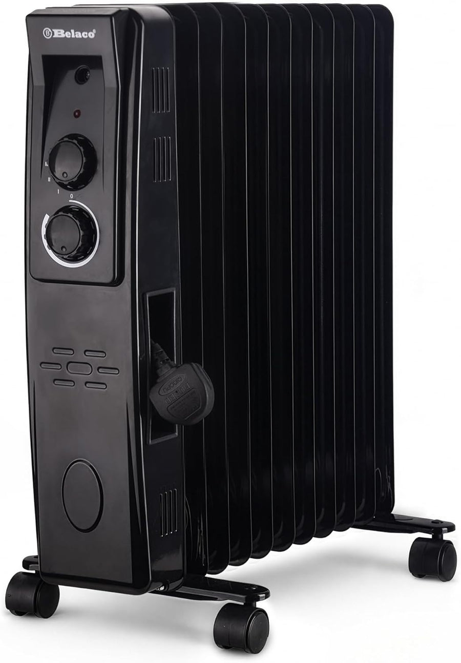Portable 11-Fin Oil Filled Radiator Heater 2500W Adjustable Thermostat