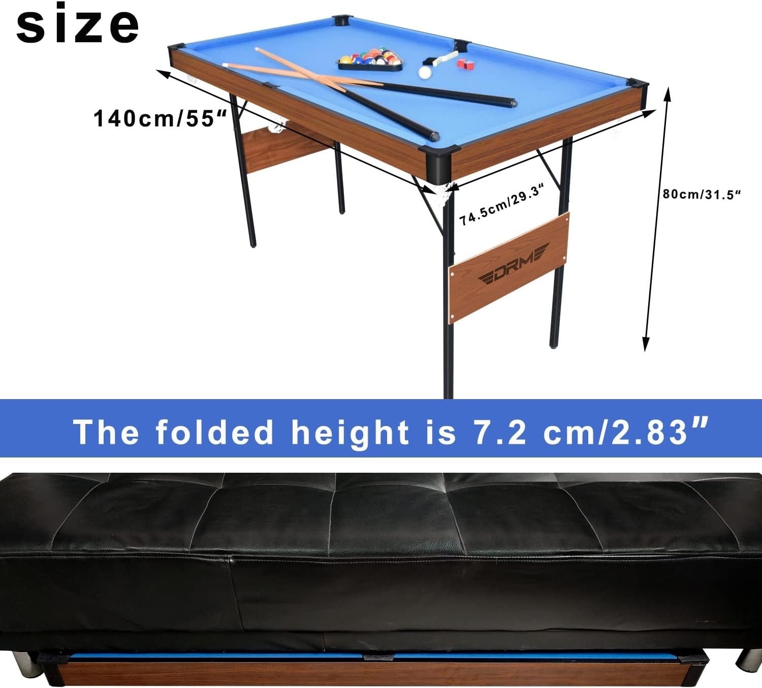 55 Inch 3 in 1 Folding Game Table Pool Hockey Tennis Combo Set