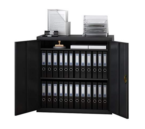Lockable Metal Storage Cabinet 90cm Steel Office Cupboard Shelves