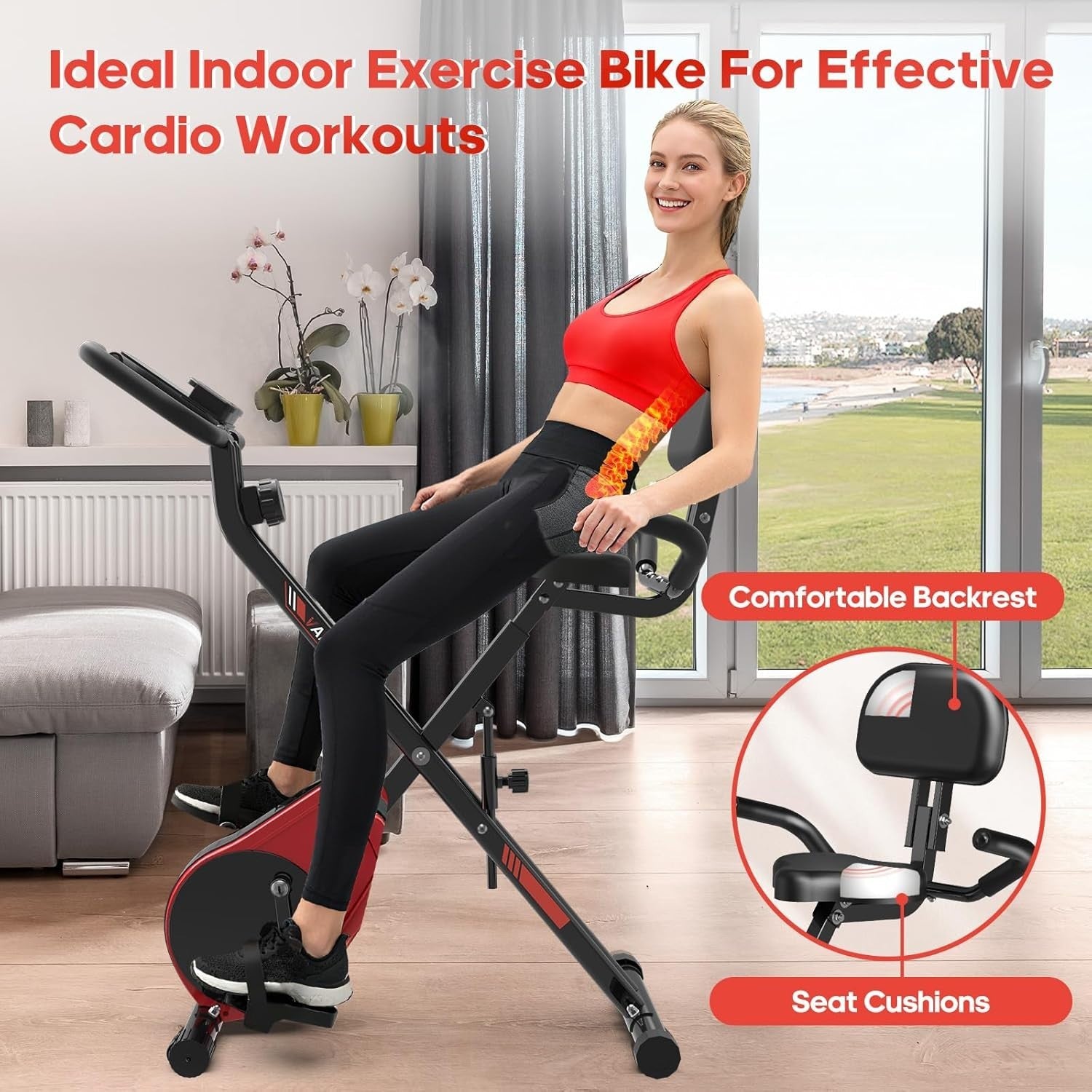 3-in-1 Folding Exercise Bike 16-Level Magnetic Resistance Quiet Home Cycle